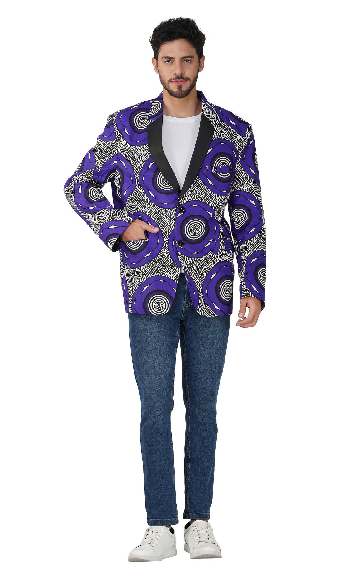 African Print Blazer Jacket for Men, 100% Cotton, Lined, Traditional Dashiki