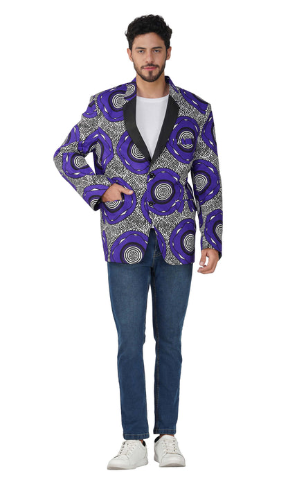 African Print Blazer Jacket for Men, 100% Cotton, Lined, Traditional Dashiki