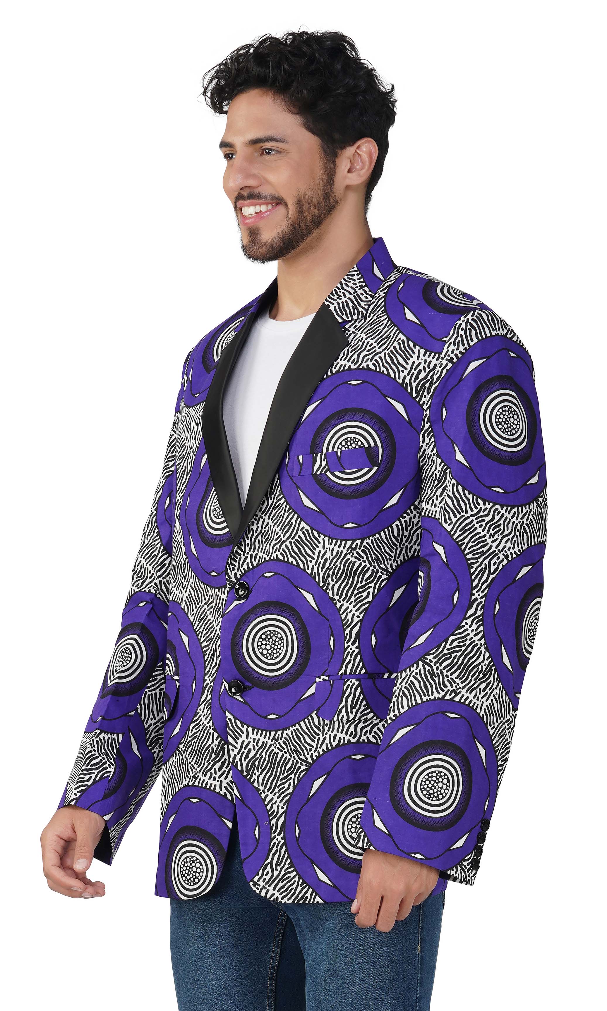 African Print Blazer Jacket for Men, 100% Cotton, Lined, Traditional Dashiki
