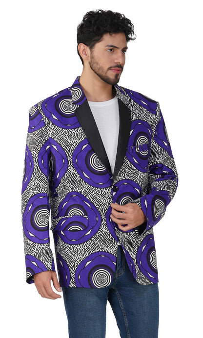 African Print Blazer Jacket for Men, 100% Cotton, Lined, Traditional Dashiki