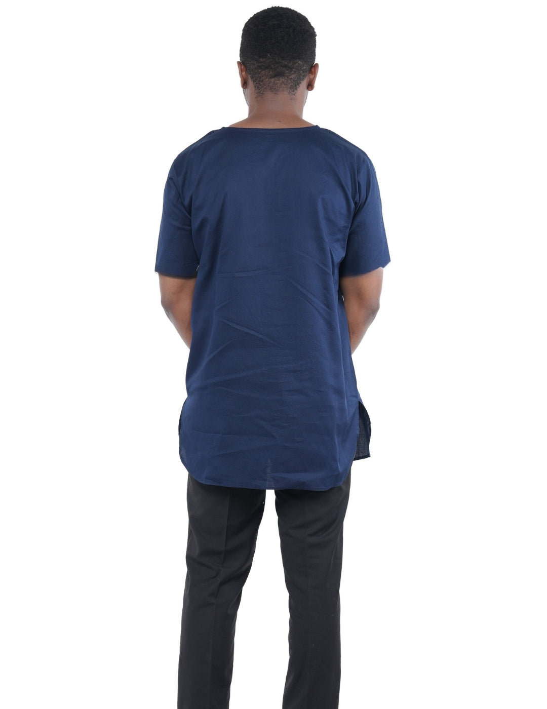Navy Blue Embroidered Dashiki For Men