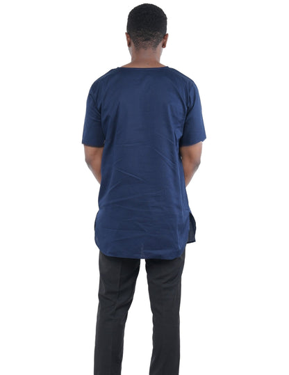 Navy Blue Embroidered Dashiki For Men