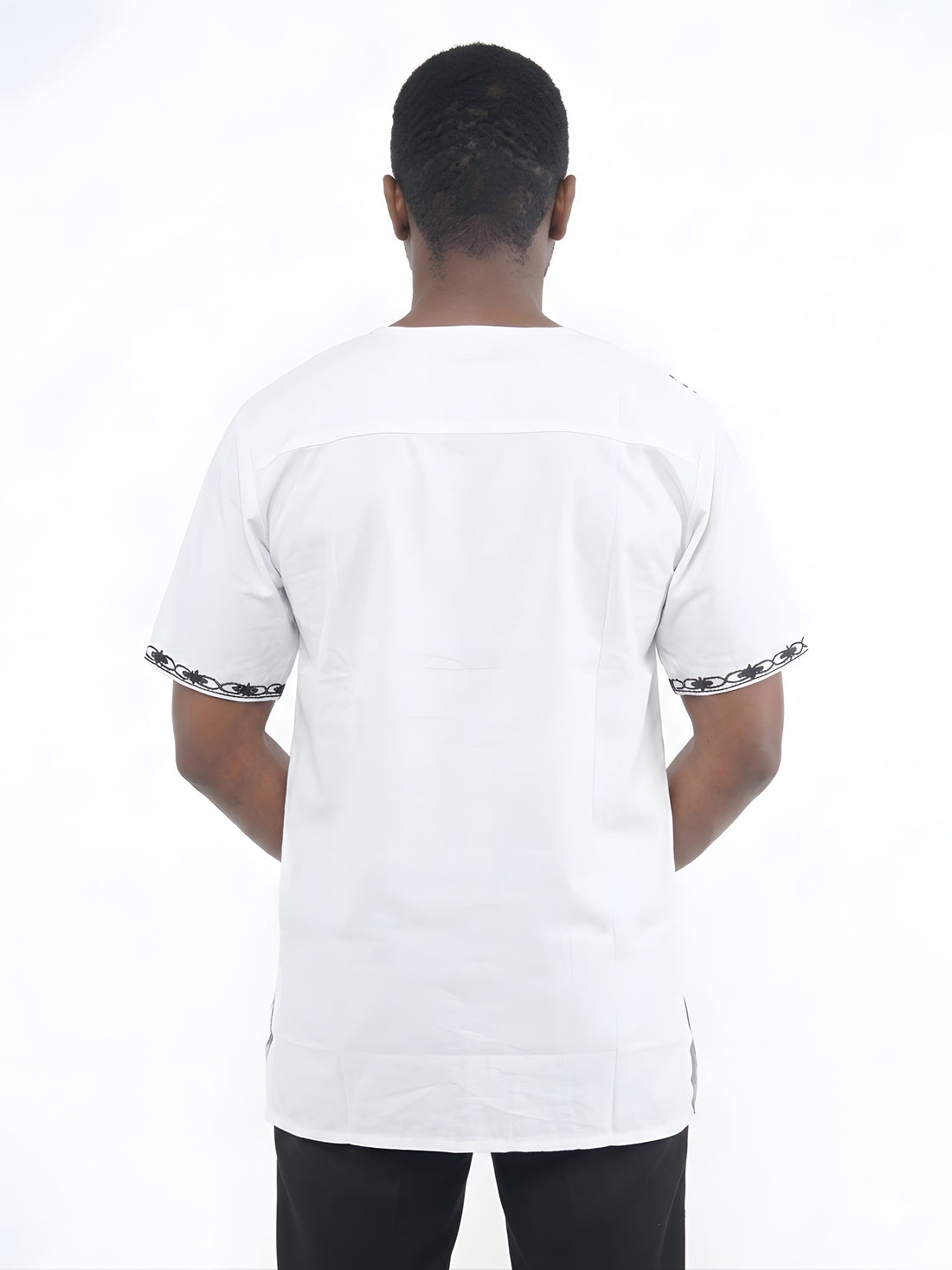 White &amp; Black Embroidered Shirts For Men