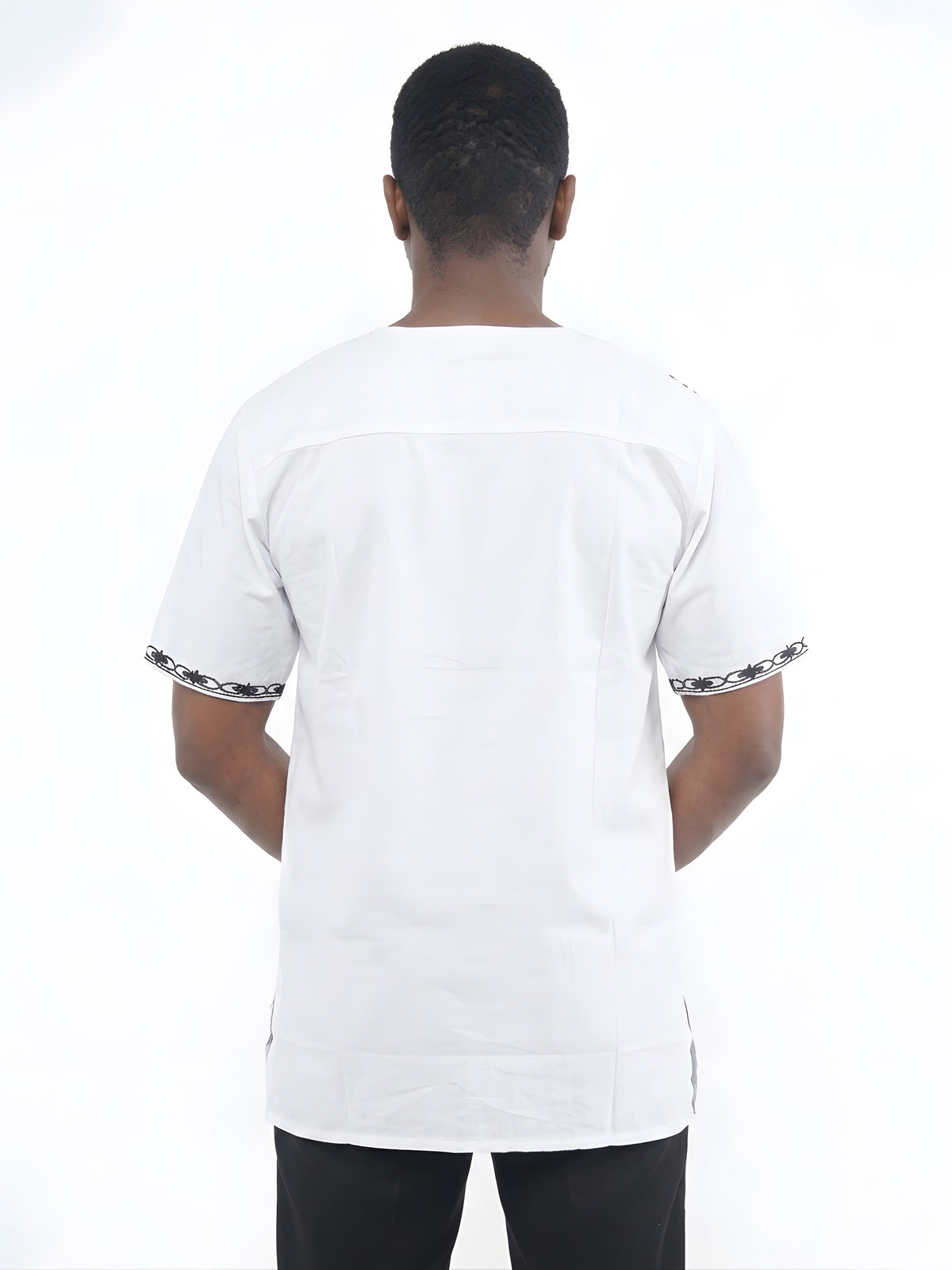 White &amp; Black Embroidered Shirts For Men