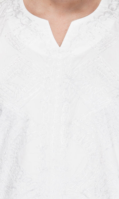 White Embroidered Shirts For Men