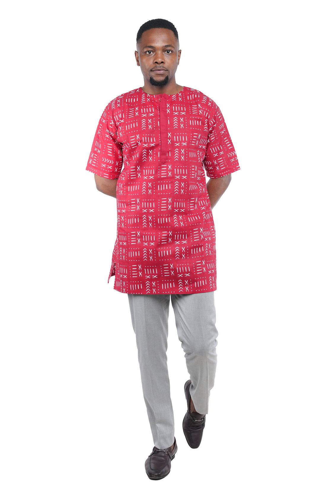 Men’s African Print Short Sleeve Shirt with Front Buttons