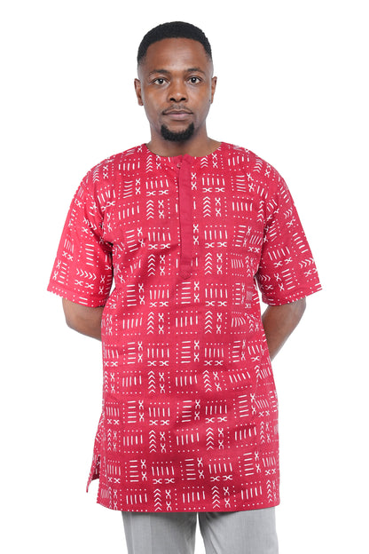 Men’s African Print Short Sleeve Shirt with Front Buttons