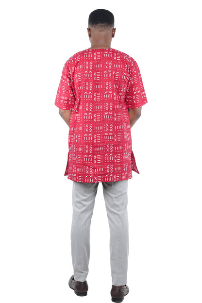 Men’s African Print Short Sleeve Shirt with Front Buttons