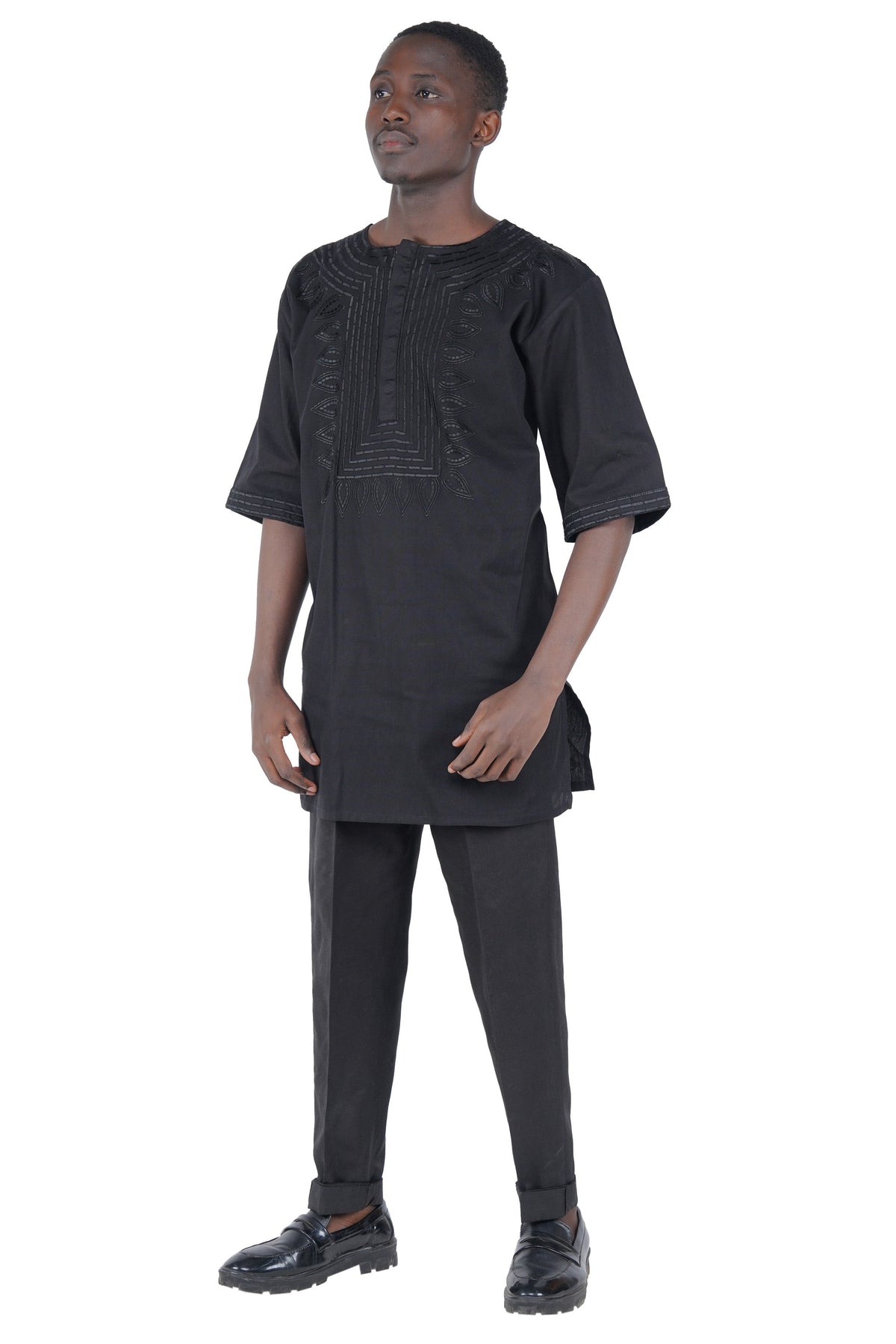 Black Embroidered T&