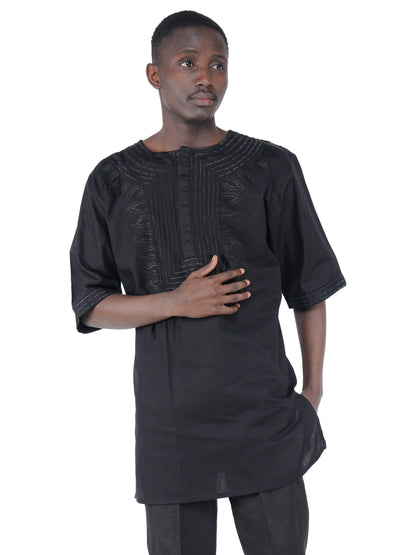 Black Embroidered T&