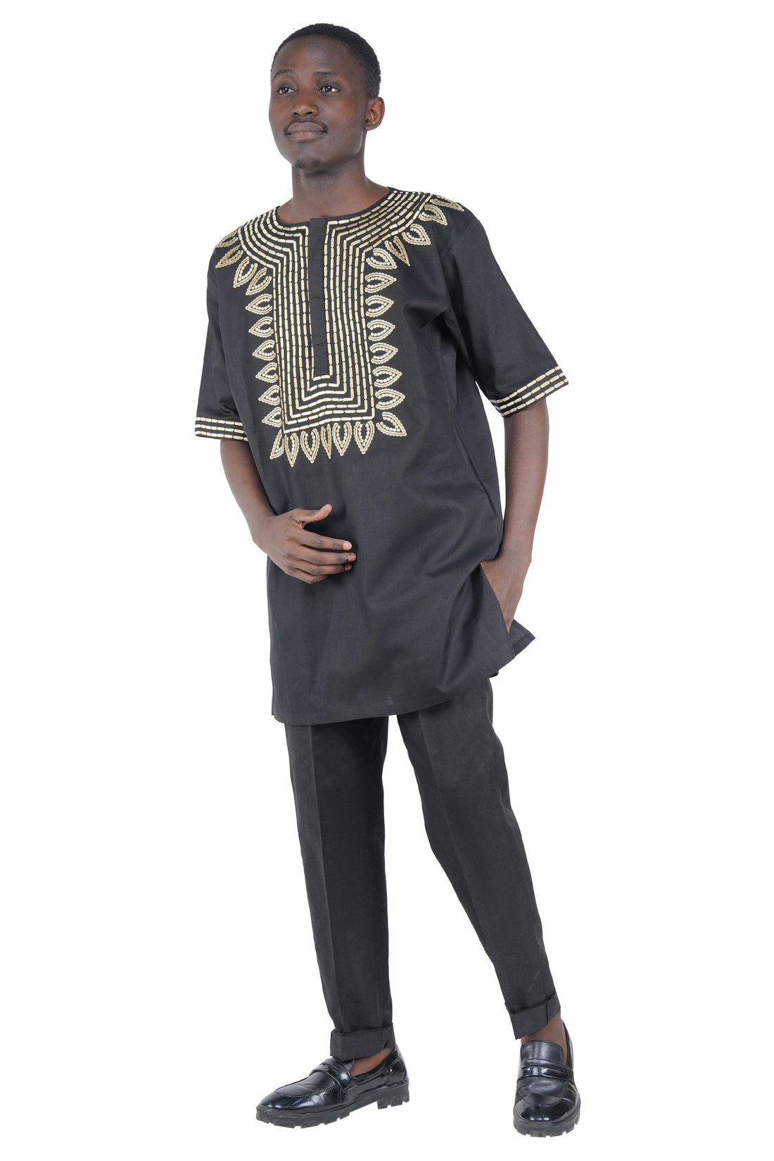 Black Gold Embroidered T&