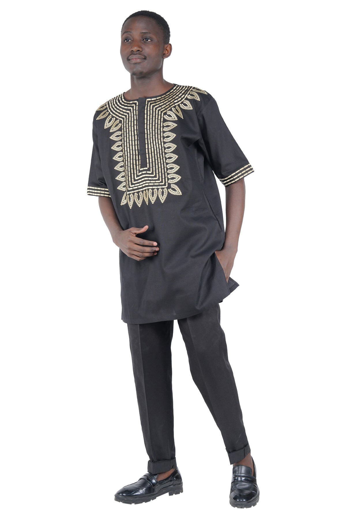 Black Gold Embroidered T&