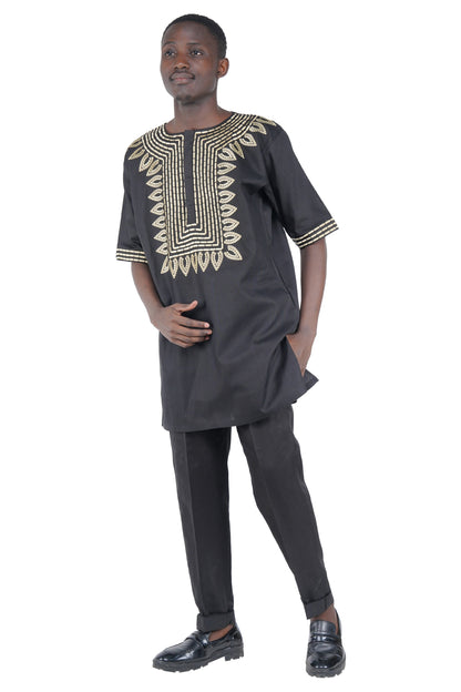 Black Gold Embroidered T&