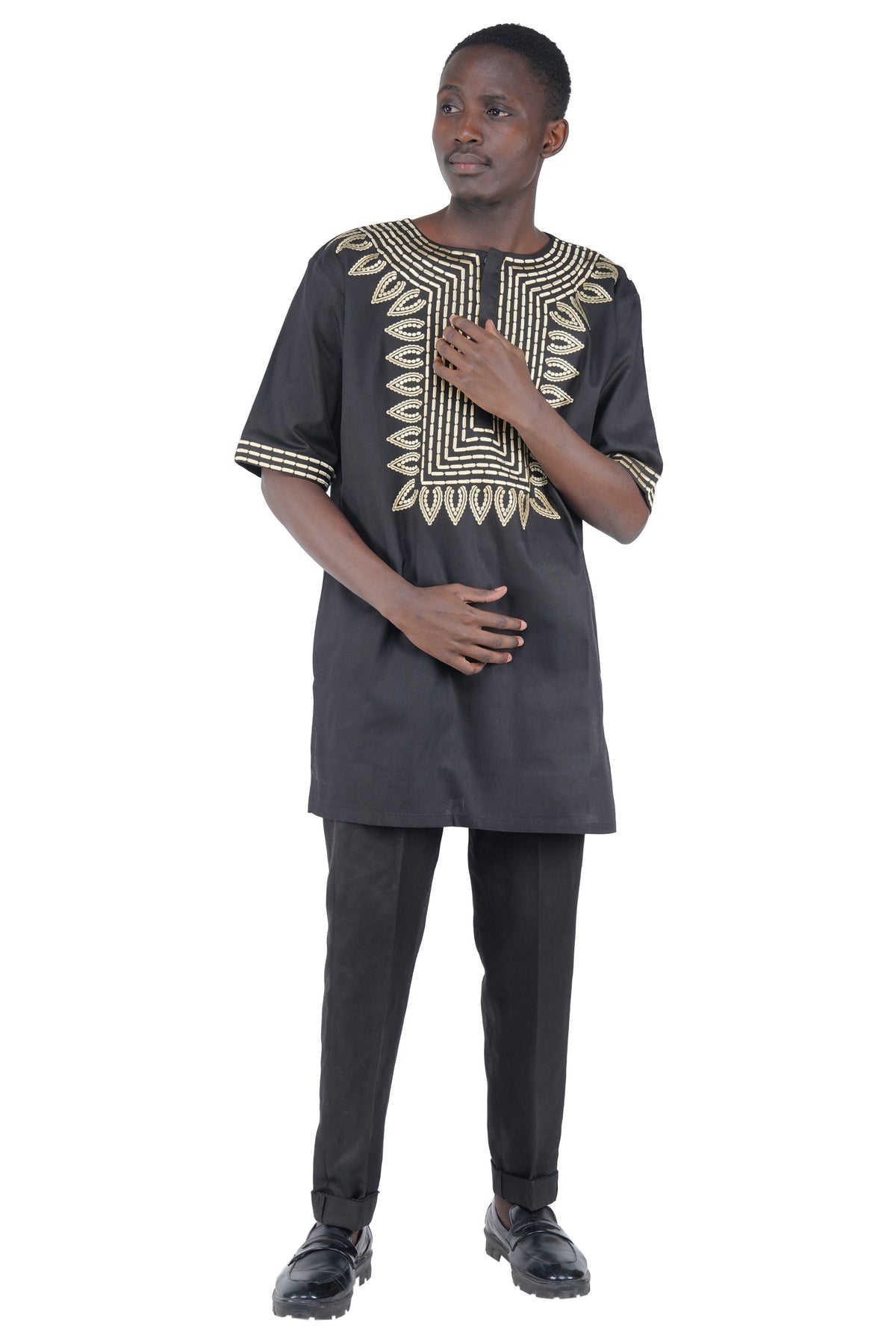 Black Gold Embroidered T&