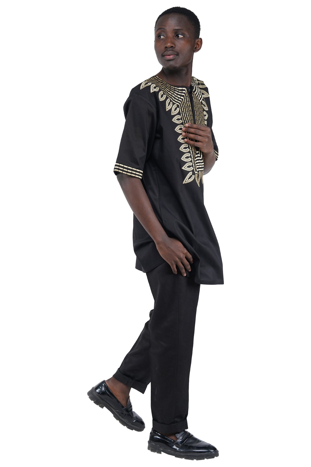 Black Gold Embroidered T&