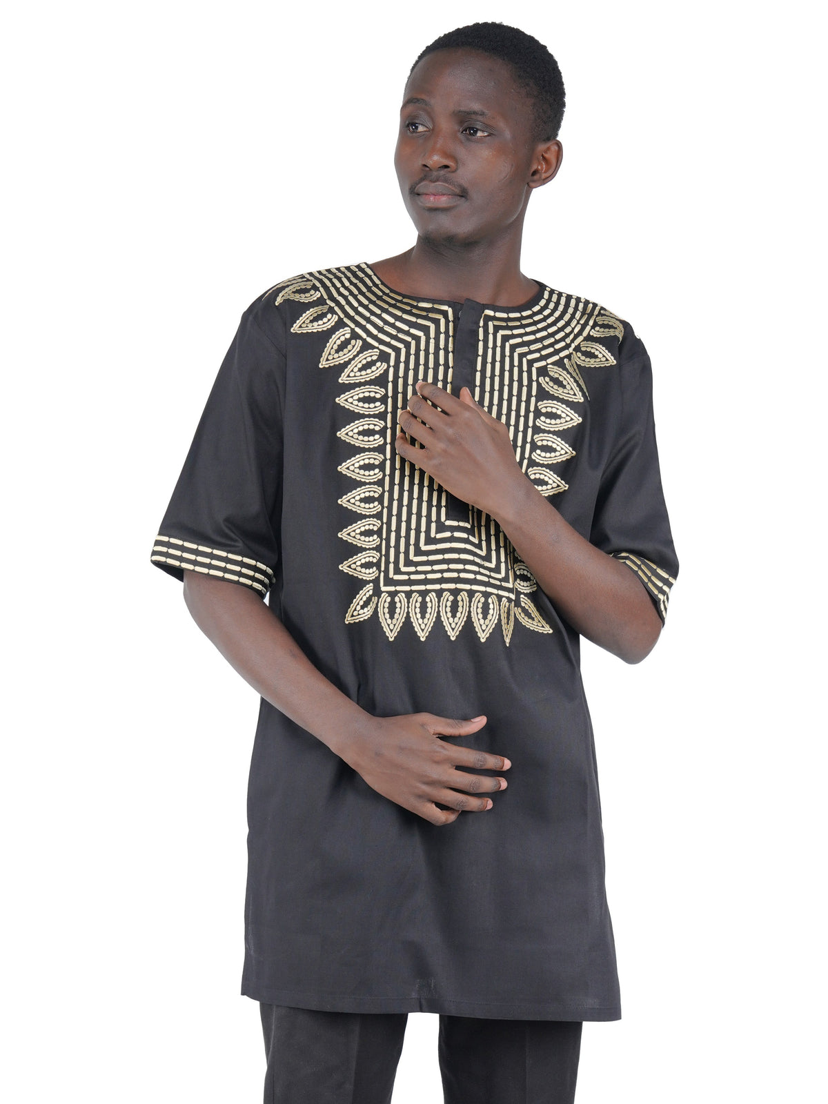 Black Gold Embroidered T&