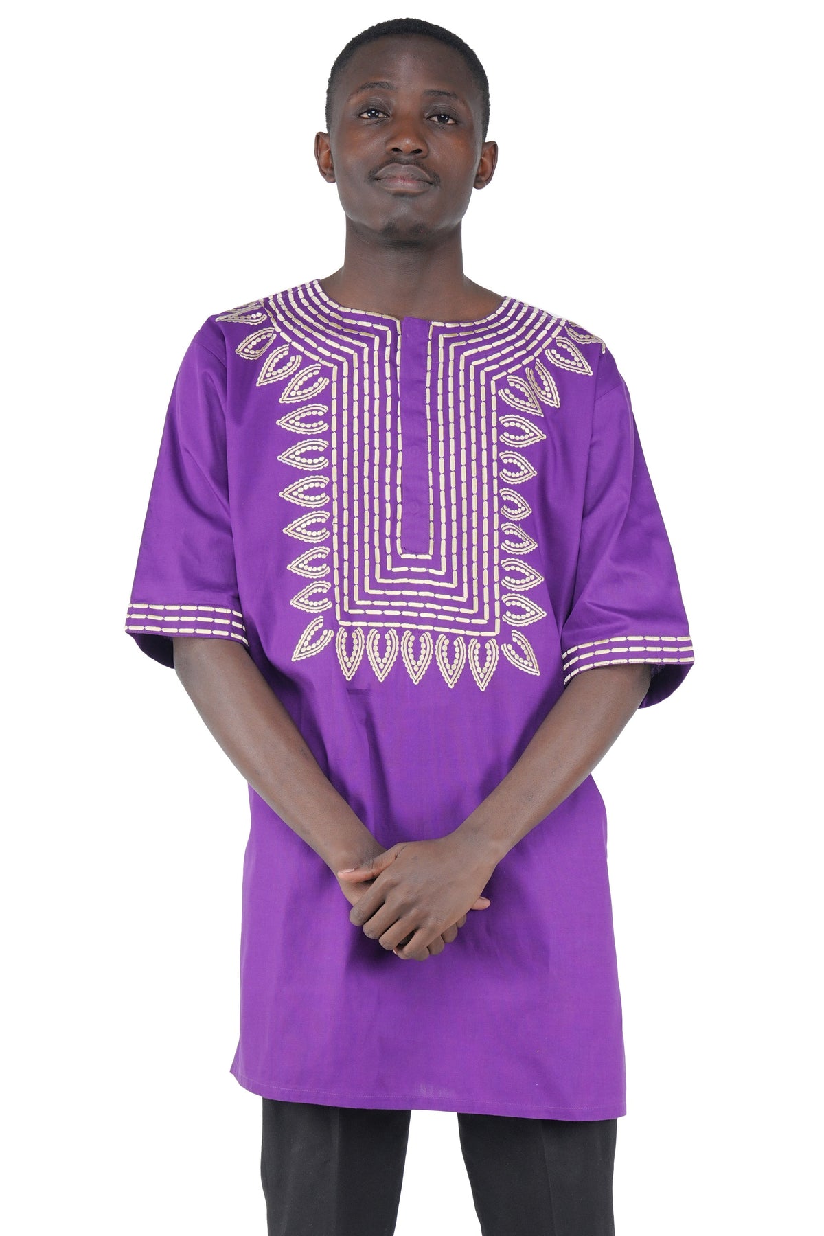 Purple Gold Embroidered T&