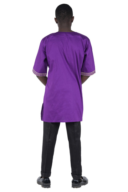 Purple Gold Embroidered T&