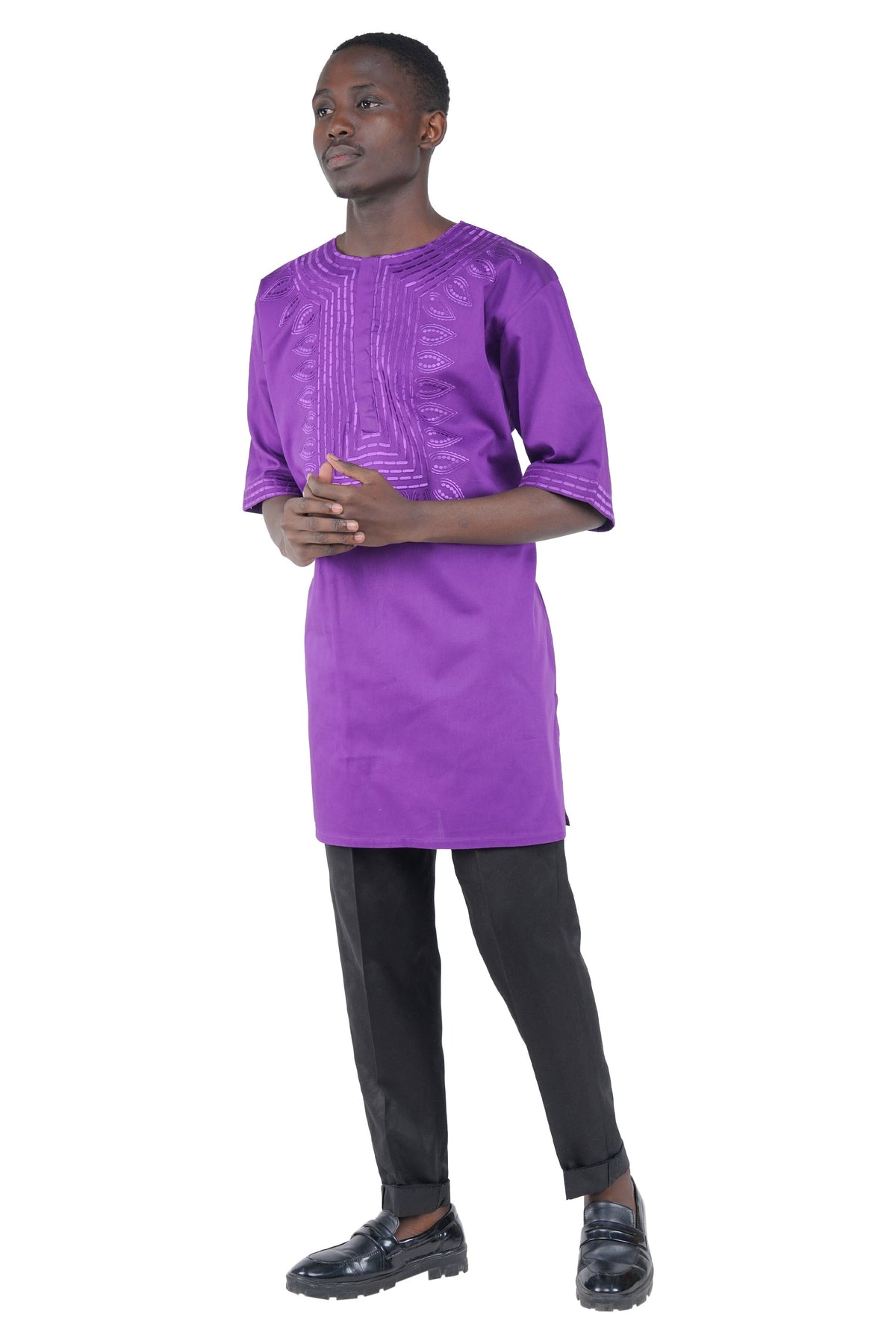 Purple Embroidered T&