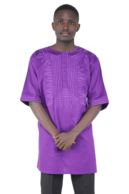 Purple Embroidered T&