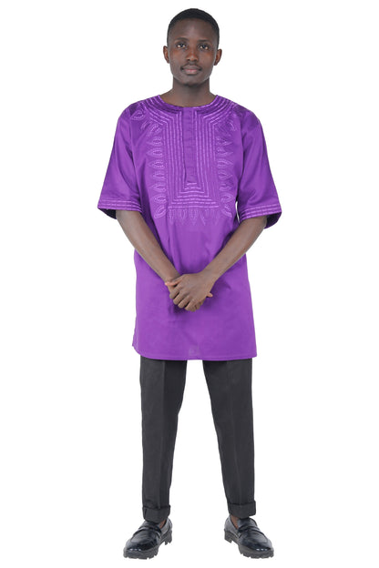 Purple Embroidered T&