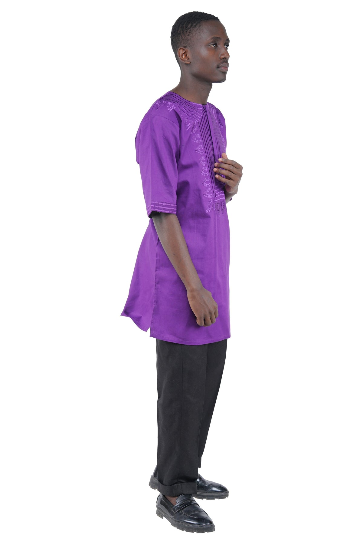 Purple Embroidered T&