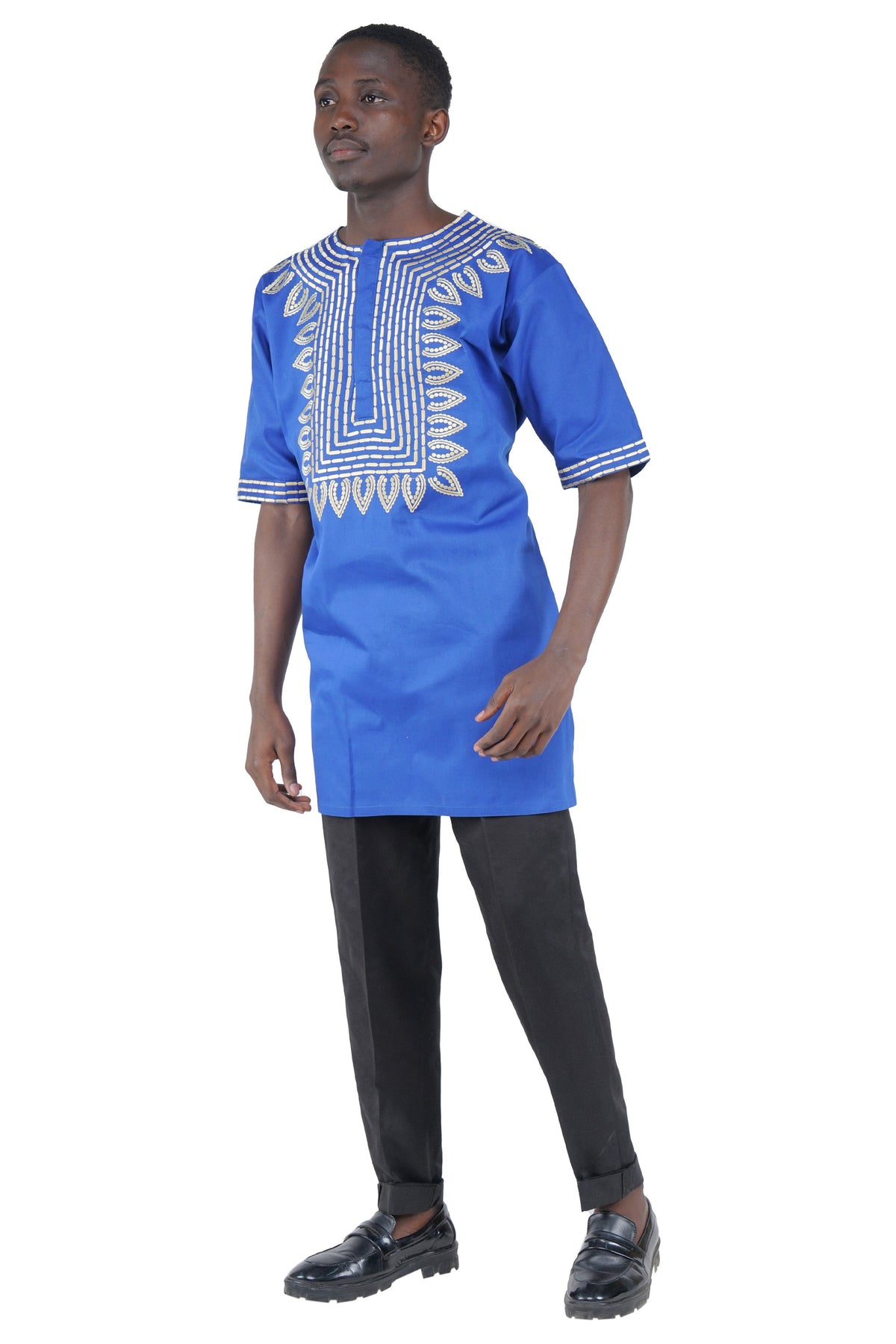 Royal Blue Gold Embroidered T&