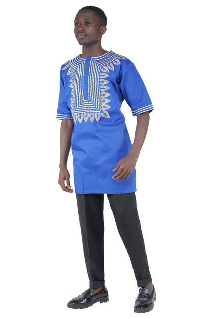 Royal Blue Gold Embroidered T&