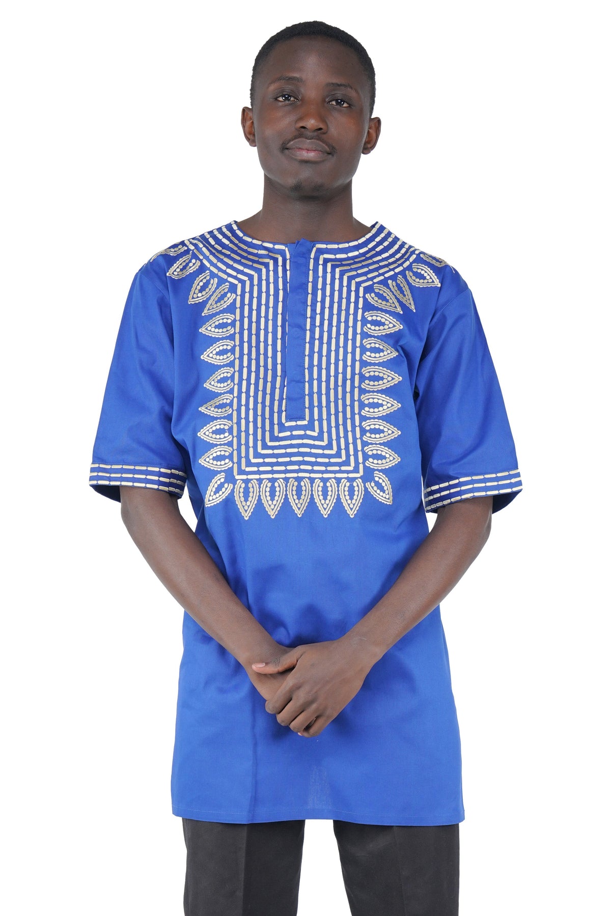 Royal Blue Gold Embroidered T&