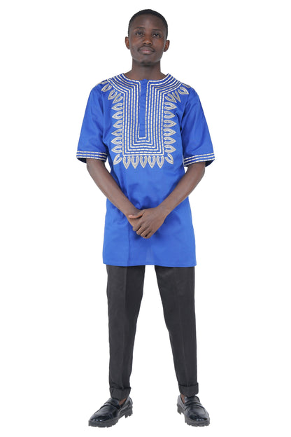 Royal Blue Gold Embroidered T&