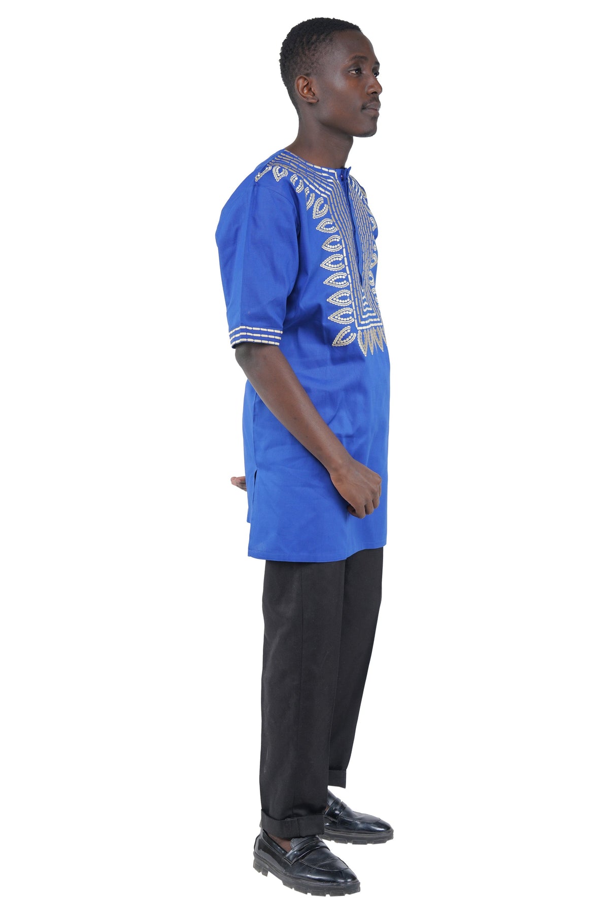 Royal Blue Gold Embroidered T&