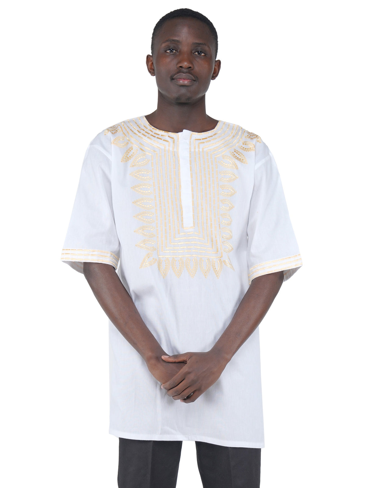 White Gold Embroidered T&