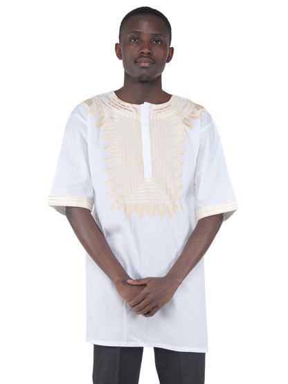 White Gold Embroidered T&