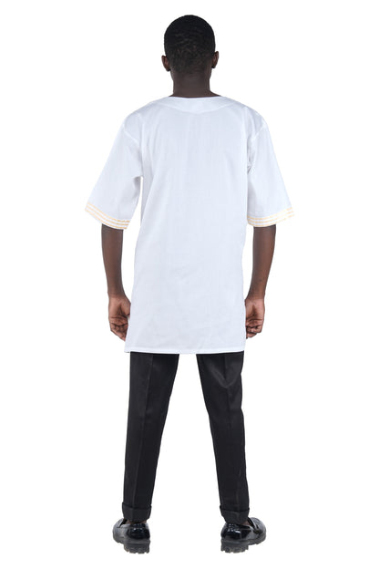 White Gold Embroidered T&