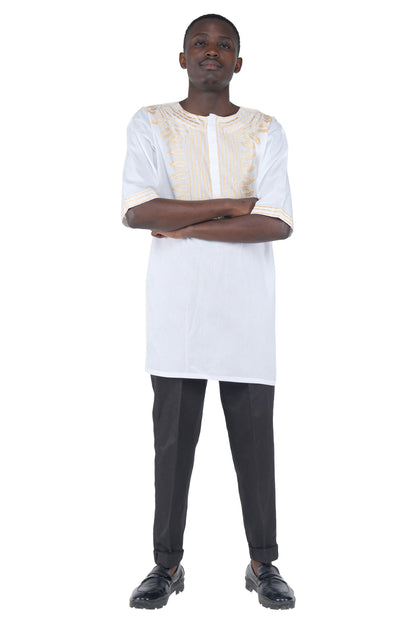 White Gold Embroidered T&