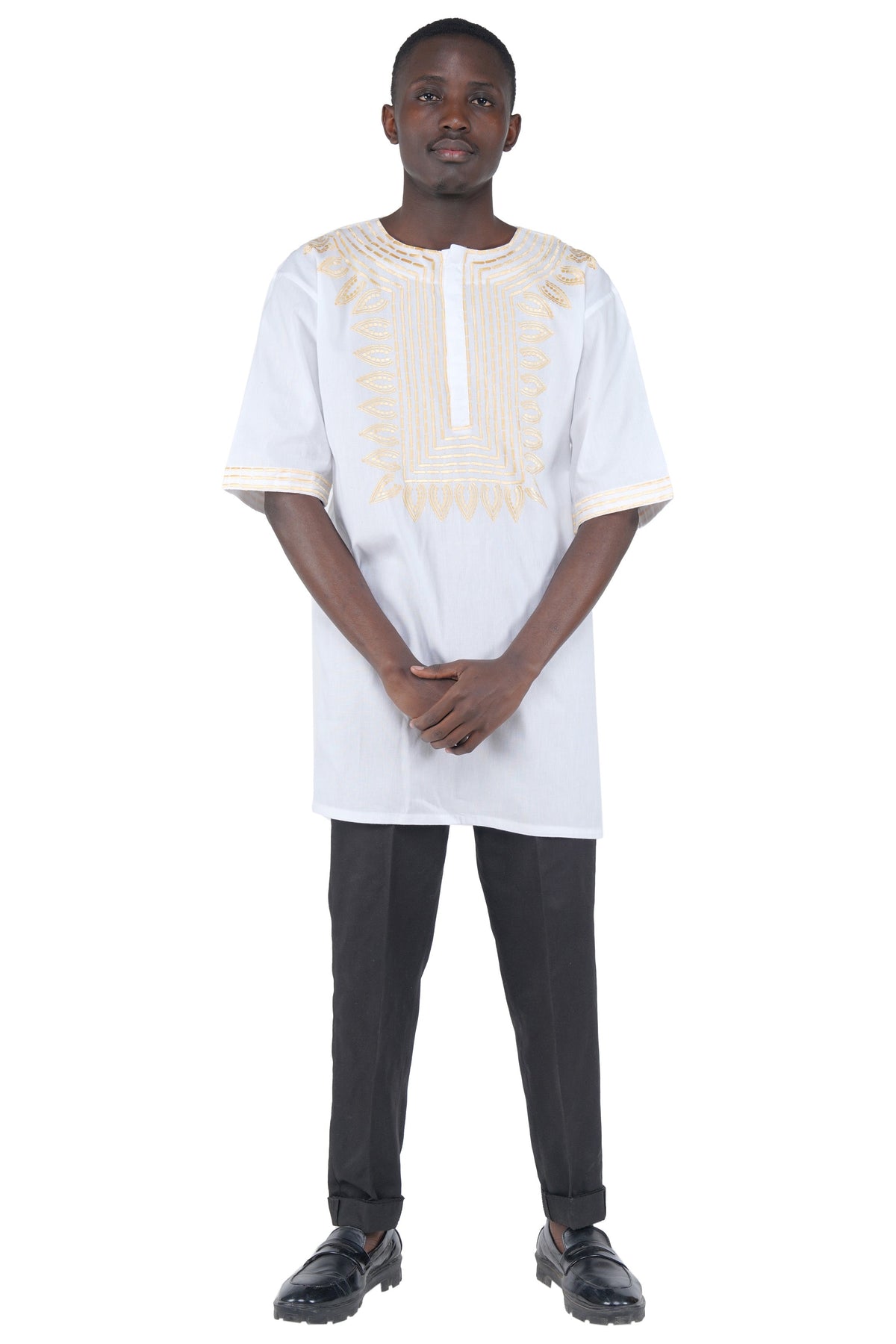 White Gold Embroidered T&