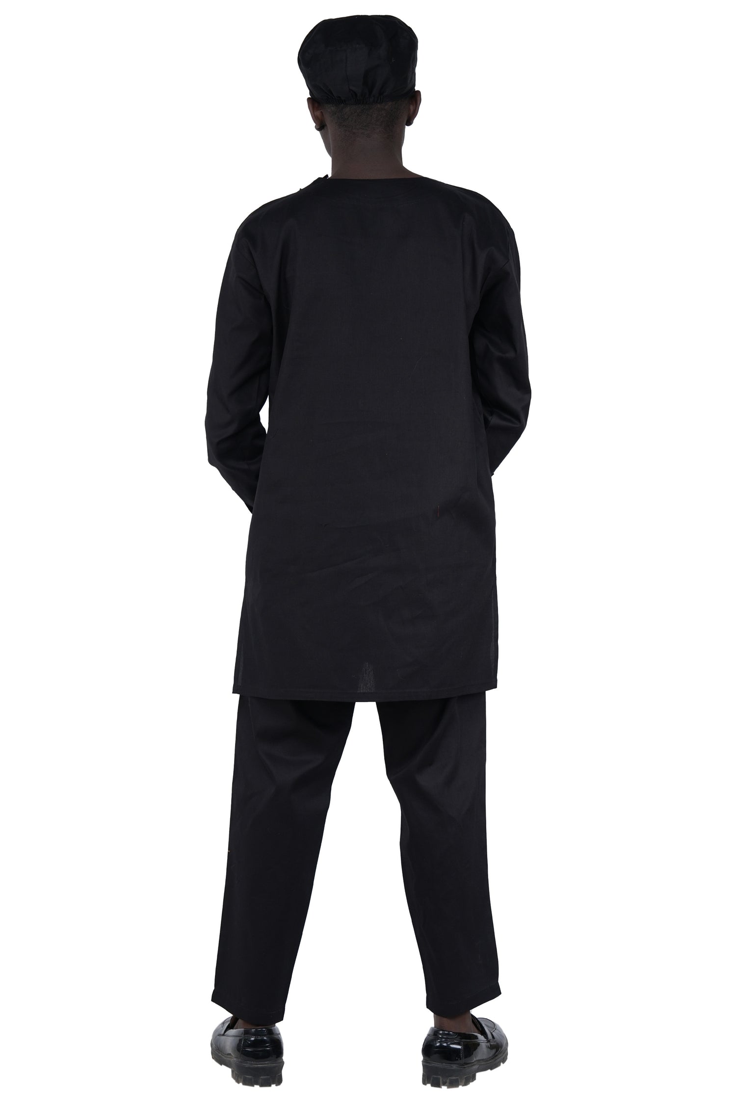Black Top, Pant &amp; Hat Set for Men | Long Sleeve 3 Piece Outfit with Pockets