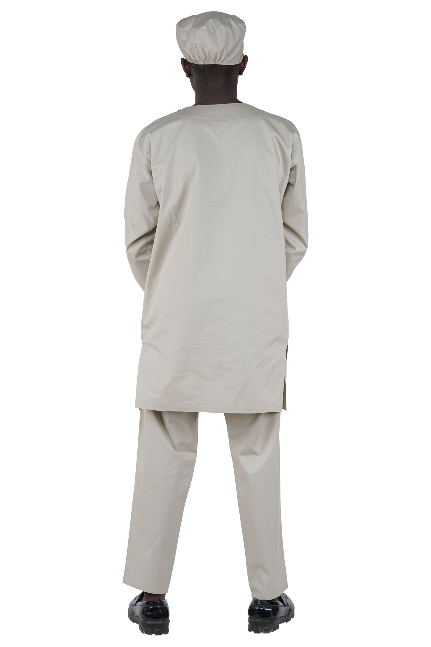Off White Top, Pant &amp; Hat Set for Men | Long Sleeve 3 Piece Outfit with Pockets