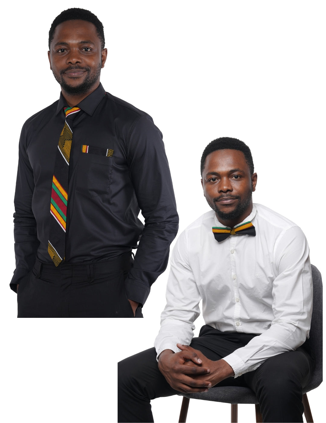 African Men’s Neck Tie, Bow Tie &amp; Pocket Square Set | African Print Formal Wear