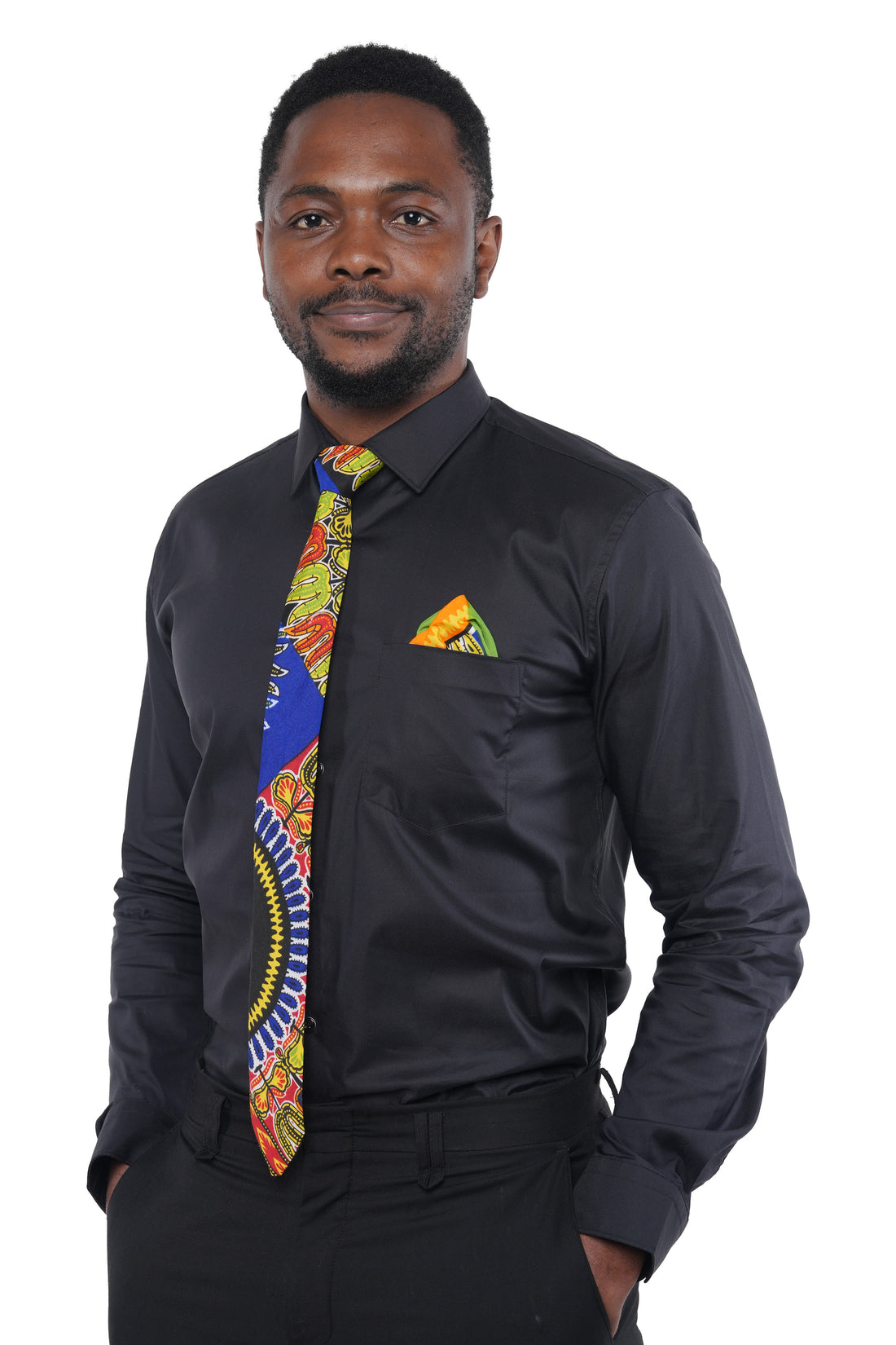 African Men’s Neck Tie, Bow Tie &amp; Pocket Square Set | African Print Formal Wear