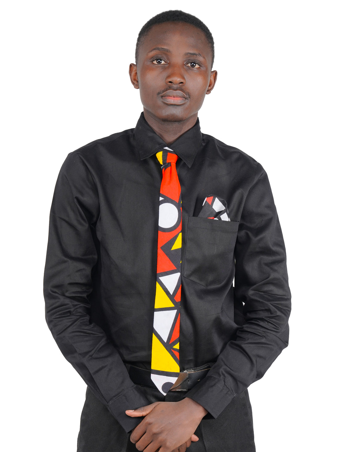 African Men’s Neck Tie, Bow Tie &amp; Pocket Square Set | African Print Formal Wear