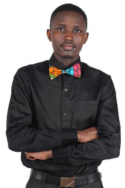 African Men’s Neck Tie, Bow Tie &amp; Pocket Square Set | African Print Formal Wear