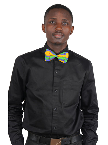 African Men’s Neck Tie, Bow Tie &amp; Pocket Square Set | African Print Formal Wear