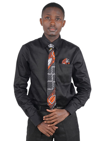 African Men’s Neck Tie, Bow Tie &amp; Pocket Square Set | African Print Formal Wear