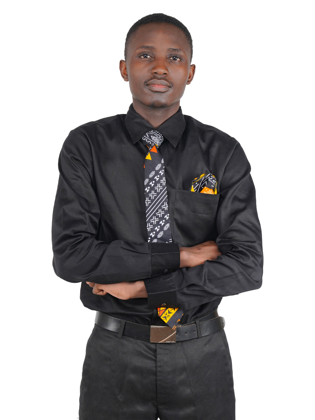 African Men’s Neck Tie, Bow Tie &amp; Pocket Square Set | African Print Formal Wear