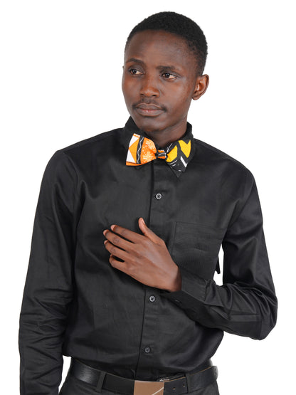 African Men’s Neck Tie, Bow Tie &amp; Pocket Square Set | African Print Formal Wear