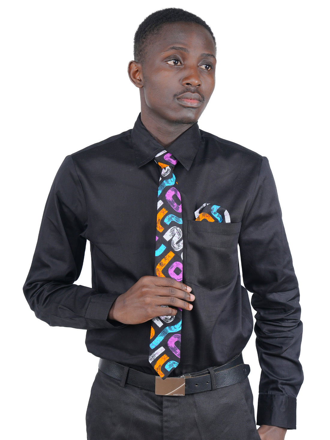 African Men’s Neck Tie, Bow Tie &amp; Pocket Square Set | African Print Formal Wear