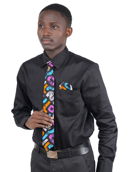 African Men’s Neck Tie, Bow Tie &amp; Pocket Square Set | African Print Formal Wear