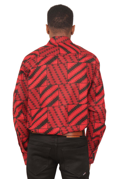 African Button Down Shirt for Men | Patch Pocket – Cotton Full Sleeve