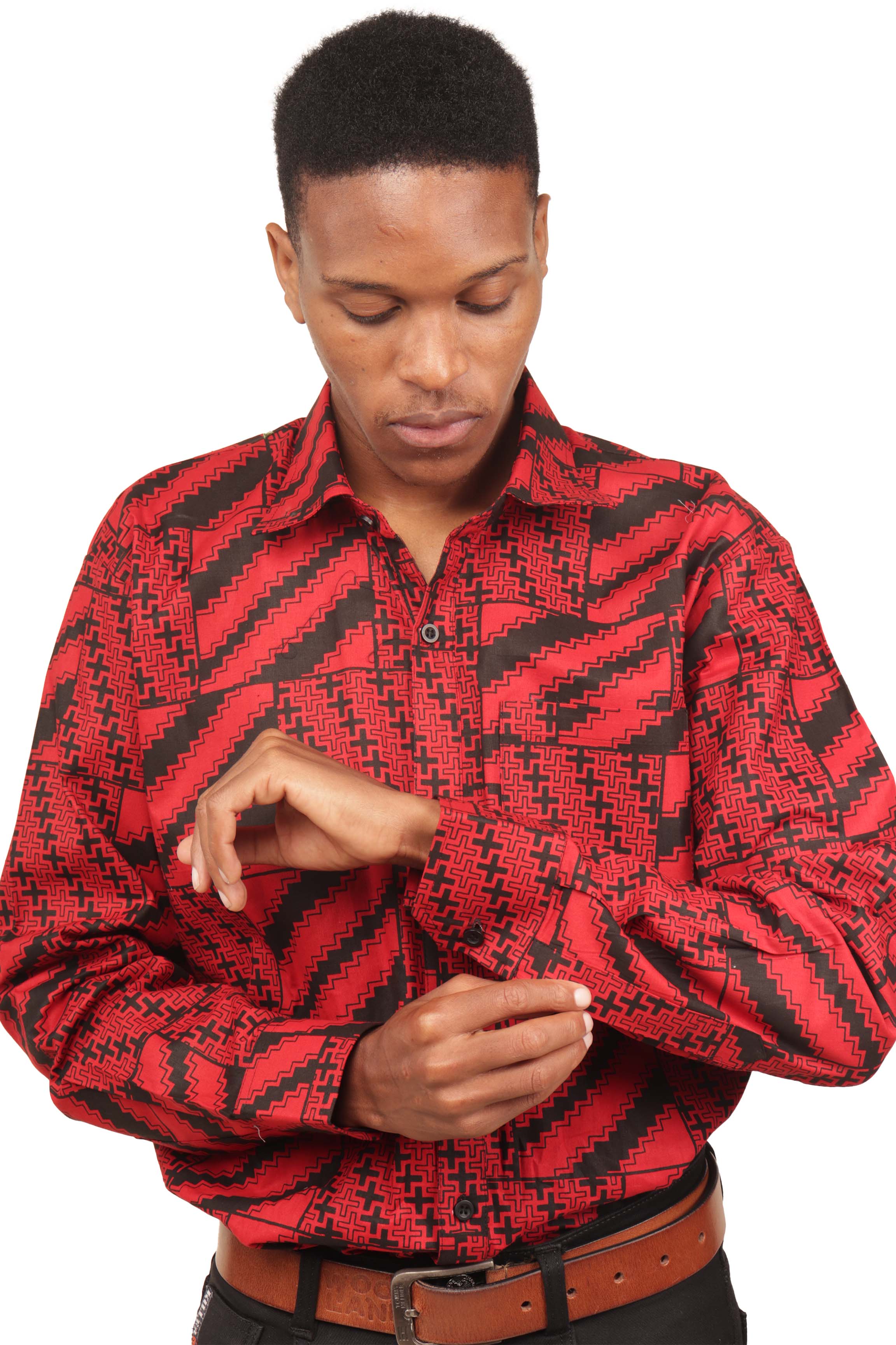 African Button Down Shirt for Men | Patch Pocket – Cotton Full Sleeve